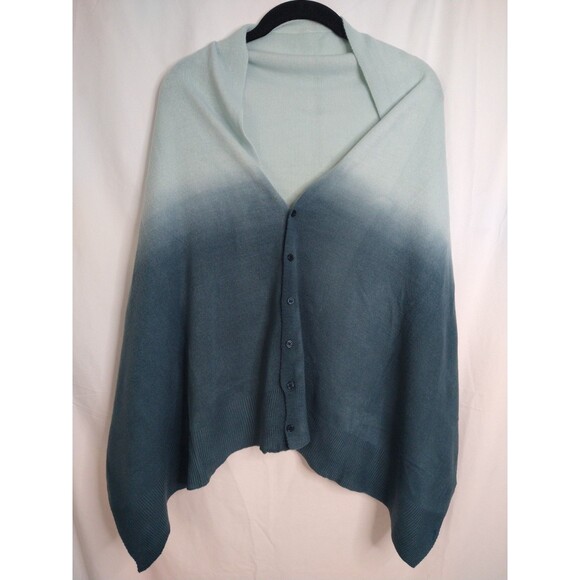 New without Tag Unbranded Blue watercolor ombre button up Scarf shawl wrap shrug - Picture 2 of 7